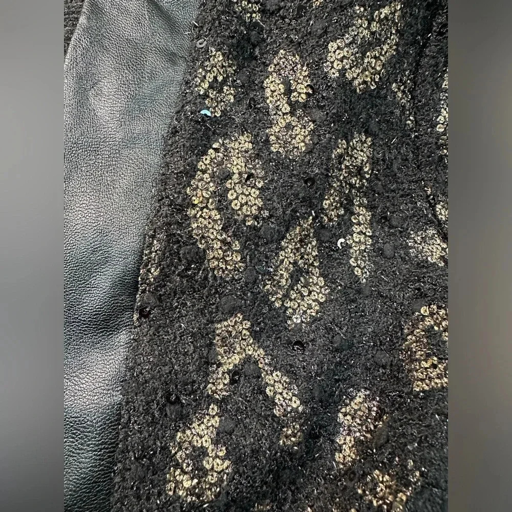 Frank Lyman Black Metallic Leopard Print Open Front Blazer Women’s Size 14 - Picture 5 of 5